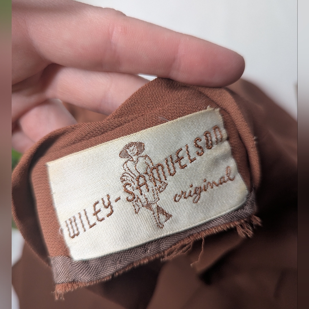 Vintage 1940s Wiley Samuelson original Dress Brown - Picture 3 of 12